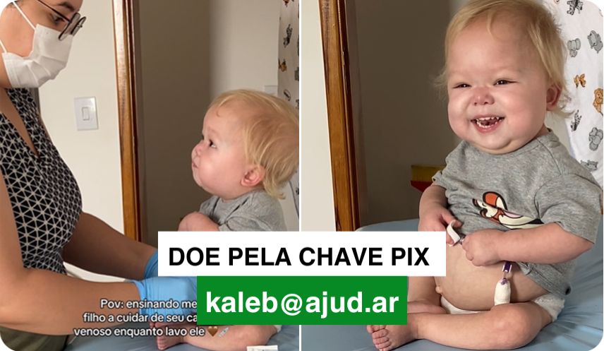 Vaquinha para bebê que viralizou aprendendo a cuidar do seu cateter. Ele sofre com diarreia crônica e precisa de ajuda para tratamento!