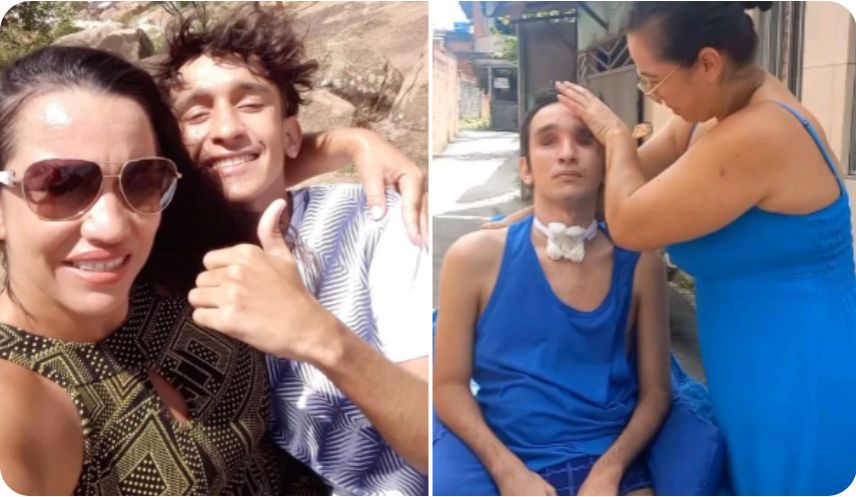 Menino perdeu os dois olhos depois de levar um tiro de bala perdida e hoje vive acamado.