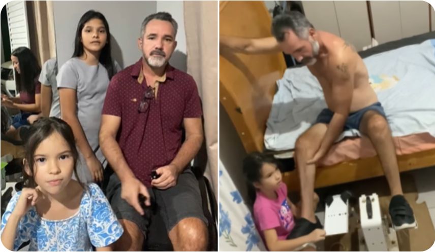 Vaquinha para o Leandro, que após ficar paraplégico, é cuidado pelas filhas pequenas para que a esposa possa trabalhar