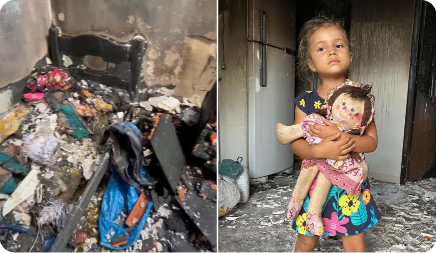 Vamos reconstruir a casa da Sophia, criança de 3 anos que consolou a mãe após perderem tudo em incêndio