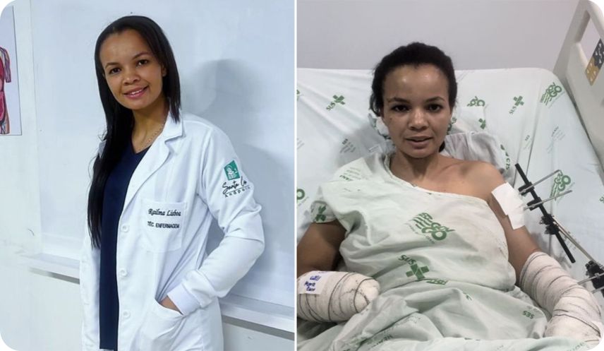 Banner Vaquinha para Railma, que teve a mão e o braço decepados pelo ex-marido, e agora não consegue sustentar os filhos