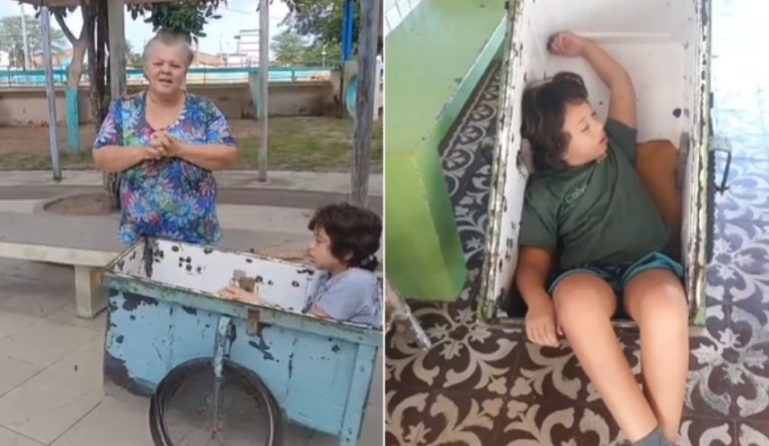 Mãe solo que precisa levar o filho autista não verbal em carroça de geladeira pede ajuda
