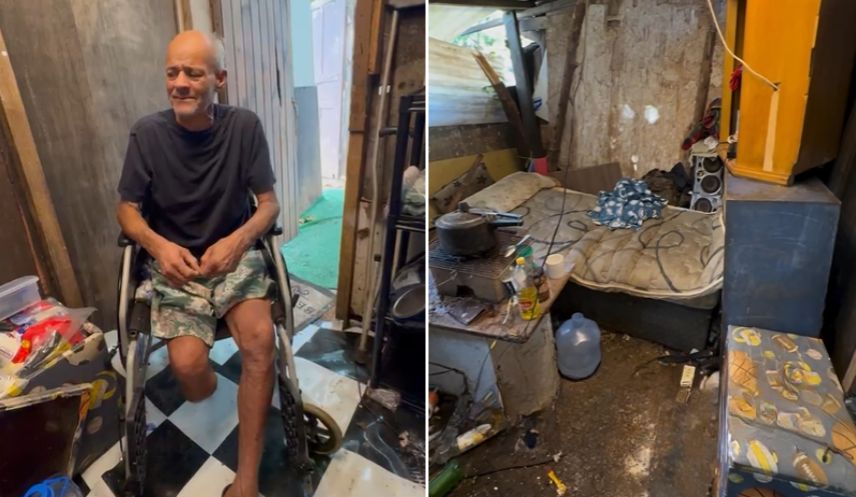 Há 18 anos vivendo sem banheiro e sem água em barraco no meio de avenida em SP, idoso cadeirante sonha em voltar à sua terra natal