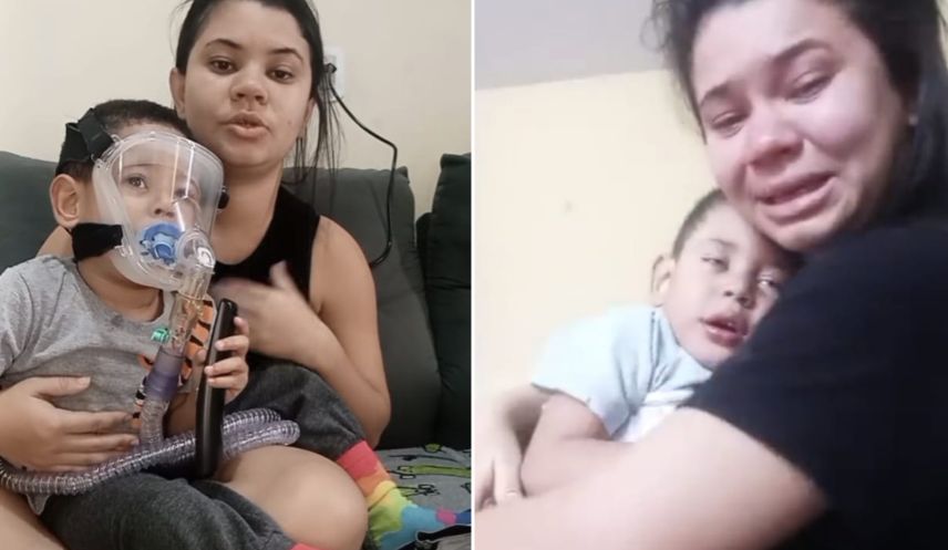 Mãe chora por ajuda: filho que nasceu sem parte do pulmão corre risco de morrer por falta de tratamento