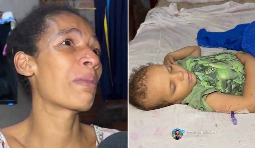 Sofrendo de fome e miséria, mãe de filho com câncer gravíssimo implora por ajuda: “Ele está pálido, preciso de ajuda.”
