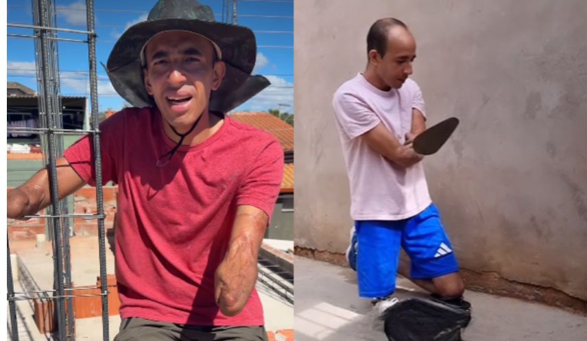 Vaquinha para ajudar o Cleber, que está construindo uma casa sozinho mesmo sem as duas mãos e uma perna após descarga elétrica de 13 mil volts