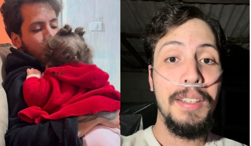 Aos 25 anos, o coração de Eliezer bate por causa de dois aparelhos. Ele luta por mais tempo ao lado da filha.